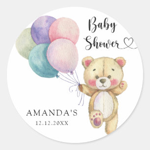 Sticker Rond Ballons d'ours en peluche - Baby shower