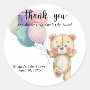 Sticker Rond Ballons d'ours en peluche - merci