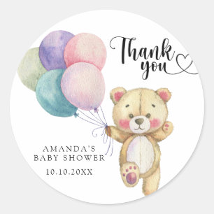 Sticker Rond Ballons d'ours en peluche - merci
