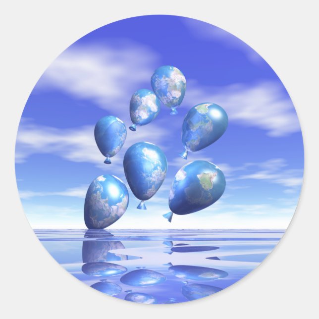 Sticker Rond Ballons du monde du jour des terres (Devant)