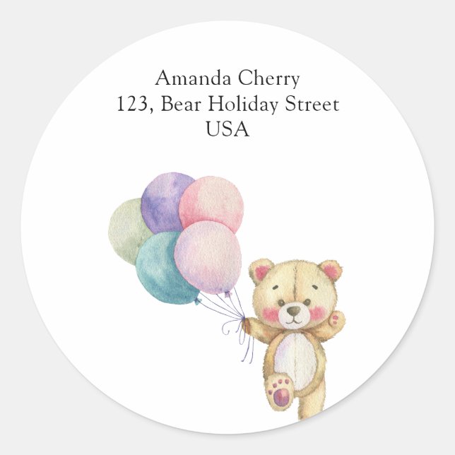 Sticker Rond Ballons en forme d'ours en peluche - expédition (Devant)