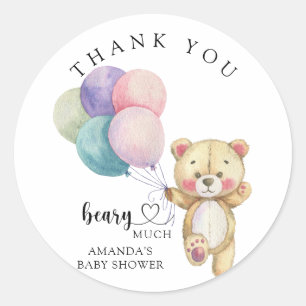 Sticker Rond Ballons en forme d'ours en peluche - merci beaupou