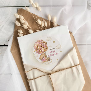 Sticker Rond Ballons en forme d'ours en peluche rose blush