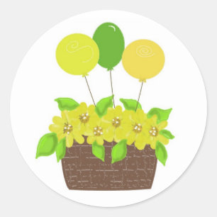 Sticker Rond Ballons et fleurs