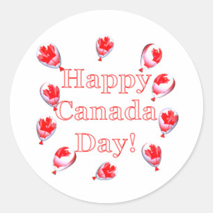 Sticker Rond Ballons Feuille d'érable de la fête du Canada