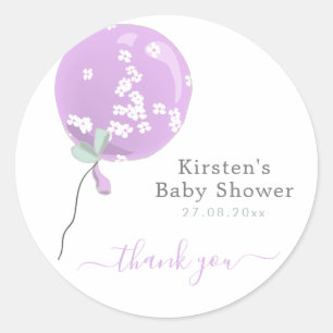 Sticker Rond Ballons floraux mou mou - Merci Baby shower