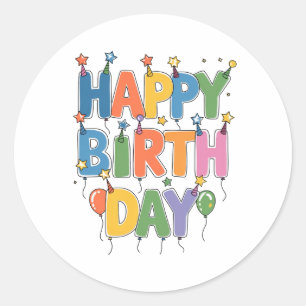 Sticker Rond Ballons Joyeux Anniversaire