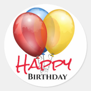 Sticker Rond Ballons Joyeux Anniversaire