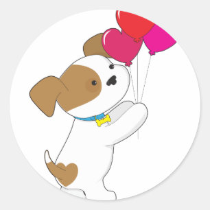 Sticker Rond Ballons mignons de chiot