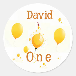 Sticker Rond Ballons orange jaune Fête d'anniversaire Personnal