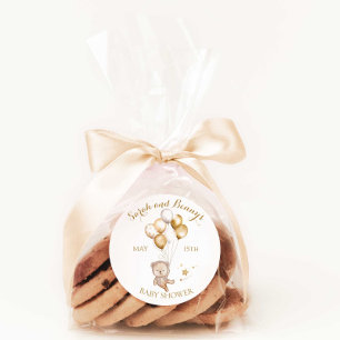 Sticker Rond Ballons Ours En Teddy Baby shower Favoriser La Déc