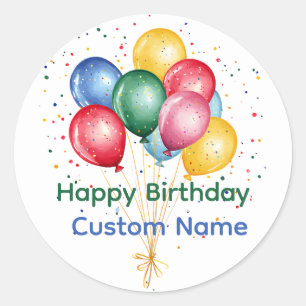 Sticker Rond Ballons personnalisés Joyeux Anniversaire Célébrez