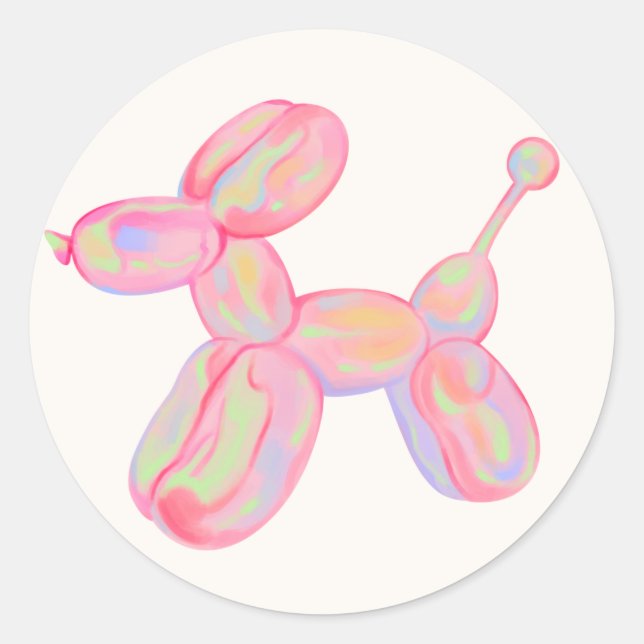 Sticker Rond Ballons rose coloré animal (Devant)