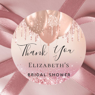 Sticker Rond Ballons rose gold et rose blush pour Baby Shower