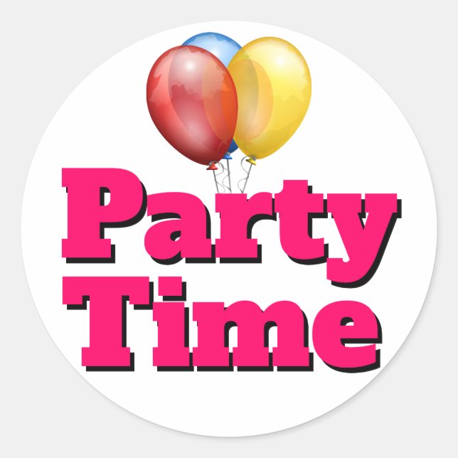 Sticker Rond Ballons temps de partie rose (Devant)