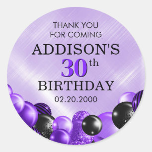 Sticker Rond Ballons violet Anniversaire