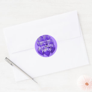 Sticker Rond Ballons violets Enveloppe de fête d'anniversaire S