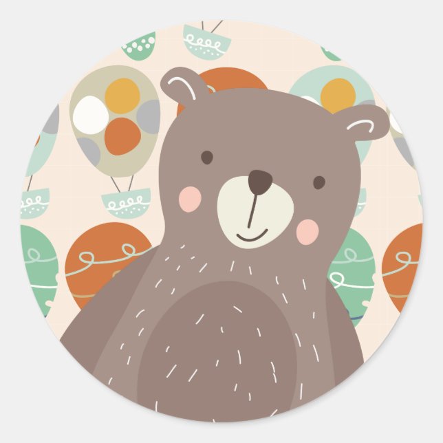 Sticker Rond Ballons Whimsical à air chaud (Devant)