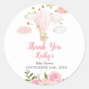 Sticker Rond Balloon à air chaud Jungle Animaux Gold Dot Partie