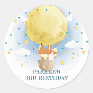 Sticker Rond Balloon à air lunaire Anniversaire personnalisé