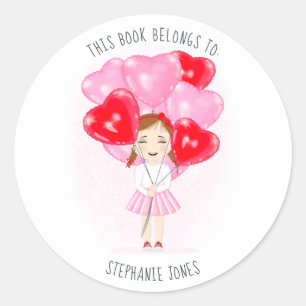 Sticker Rond Balloon amoureux Anniversaire Ce livre appartient