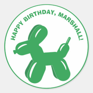 Sticker Rond Balloon de chien vert Sculpture animale personnali