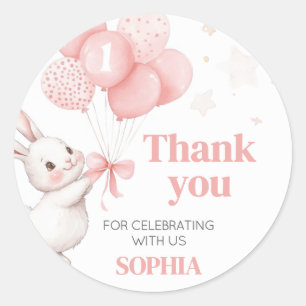 Sticker Rond Balloon de lapin fête d'anniversaire