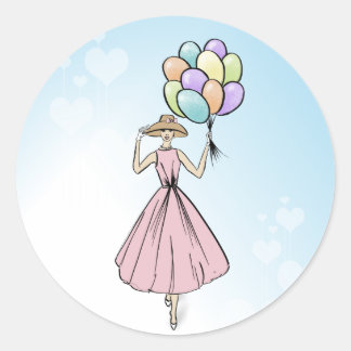 Sticker Rond Balloon de mode vintage