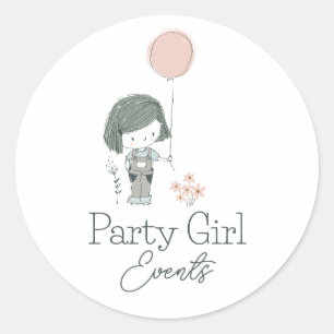 Sticker Rond Balloon fille mignonne Pastel