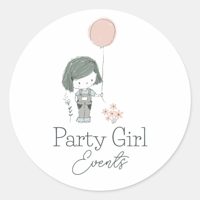 Sticker Rond Balloon fille mignonne Pastel (Devant)