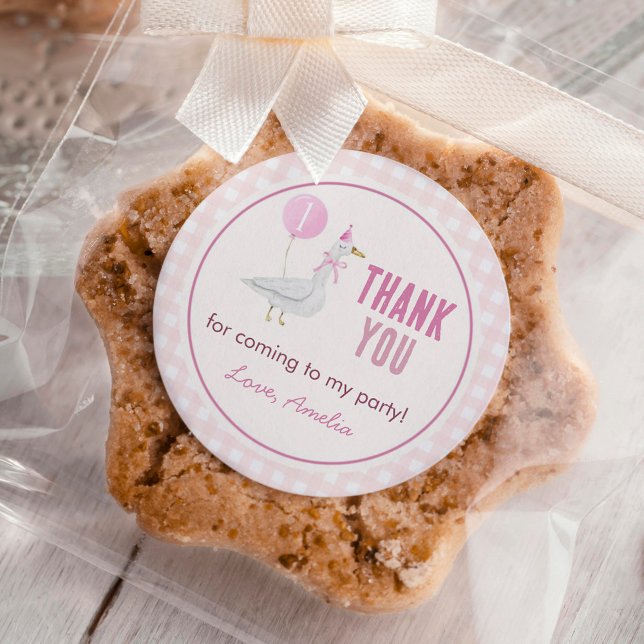 Sticker Rond Balloon Goose Silly Rose fille Anniversaire (Créateur téléchargé)