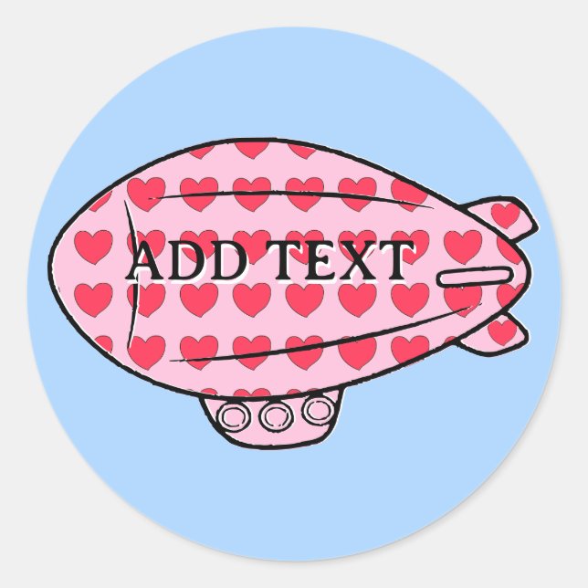Sticker Rond Balloon rose Blimp Rouge Coeur Motif Personnalisé (Devant)