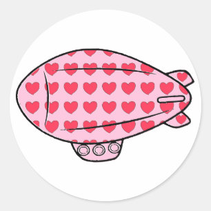 Sticker Rond Balloon rose Blimp Rouge Coeur Motif Personnalisé