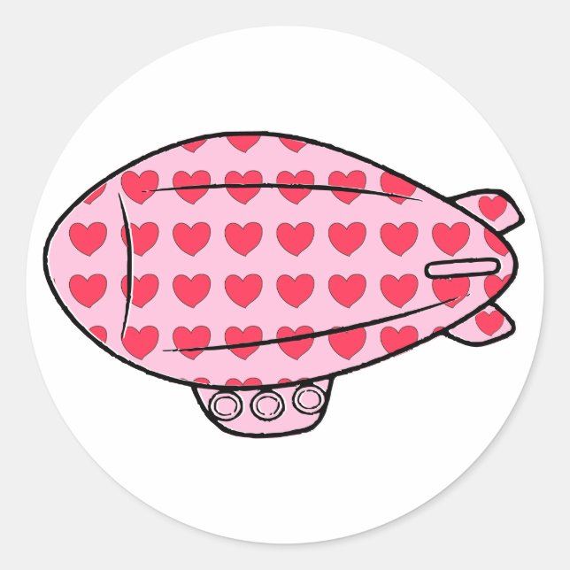 Sticker Rond Balloon rose Blimp Rouge Coeur Motif Personnalisé (Devant)