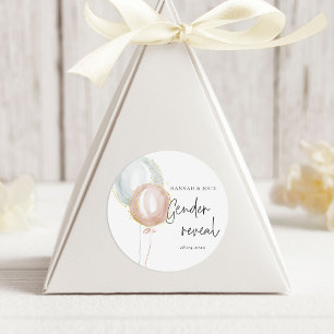 Sticker Rond Balloon rose et bleu Sexe Révéler Fête Faveur