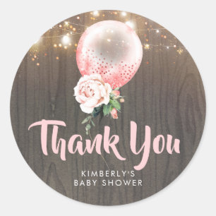 Sticker Rond Balloon rose Floral Garland Baby shower rustique