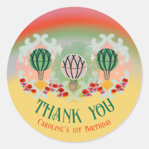 Sticker Rond Balloon Whimsical à air chaud Anniversaire