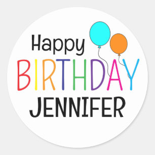 Sticker Rond Balloons colorés Joyeux Anniversaire Personnalisés