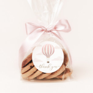 Sticker Rond Ballotte à air chaud rose Anniversaire