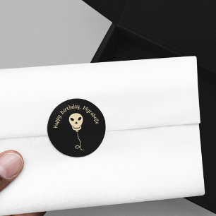 Sticker Rond Ballotte crâne Goth fête d'anniversaire