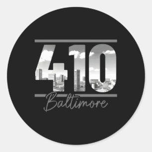Sticker Rond Baltimore 410 Indicatif régional Skyline Maryland