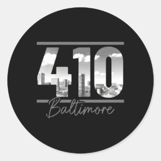 Sticker Rond Baltimore 410 Indicatif régional Skyline Maryland