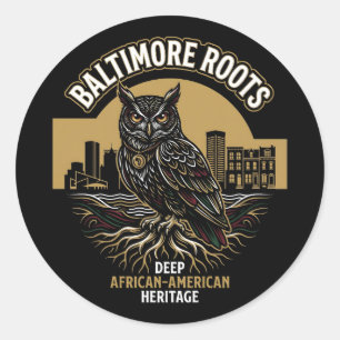 Sticker Rond Baltimore Roots Sage Hibou Patrimoine Afro-América