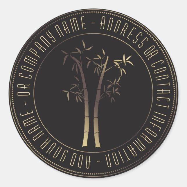 Sticker Rond Bambou En Or De Cadre Circulaire (Devant)