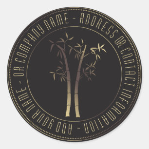 Sticker Rond Bambou En Or De Cadre Circulaire