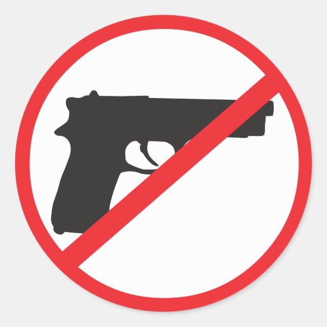 Sticker Rond Ban Guns Anti-Gun Pacifist (Devant)