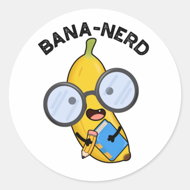 Sticker Rond Bana nerd Fruit Funny Pun Nerd (Devant)