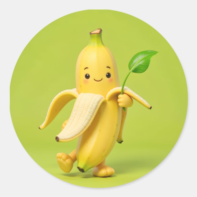 Sticker Rond “Banana Baby says hi! 🍌💙 Add sweetness and smile (Devant)