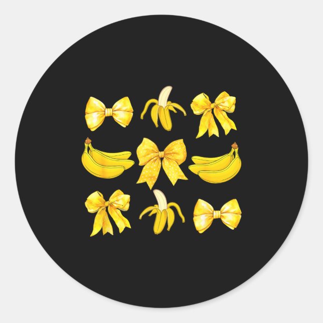 Sticker Rond Banana Coquette Bow Yellow Bananas Festival Girls  (Devant)