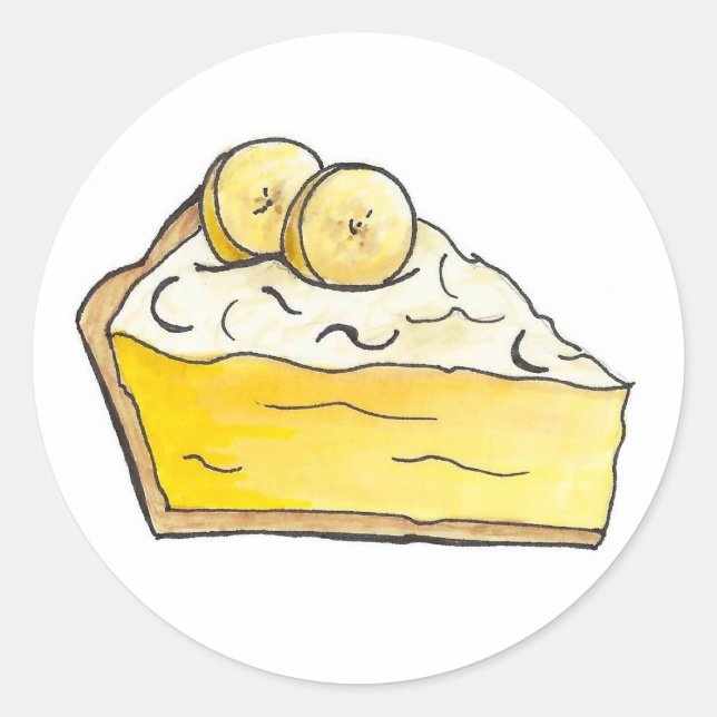 Sticker Rond Banana Cream Pie Slice Dessert de nourriture Foin  (Devant)